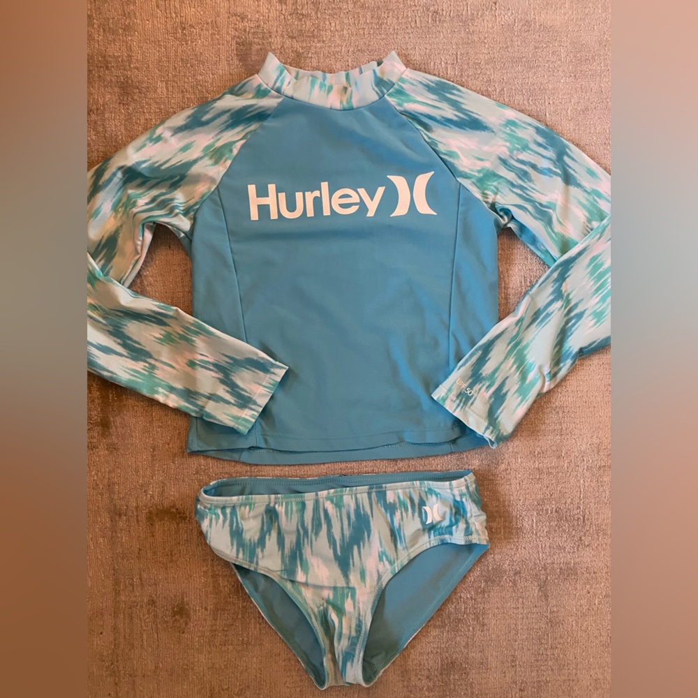 Hurley Aqua and White Swimwear